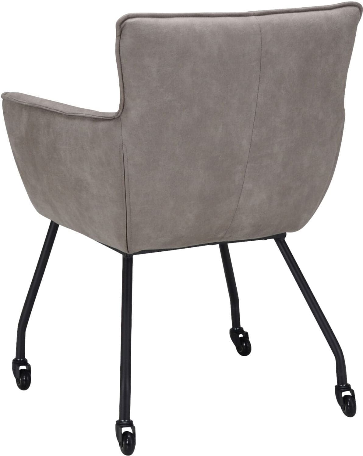 Pronto Wonen Eetkamerstoel Novile microleder beige met wiel Beige|Wit Eetkamerstoel