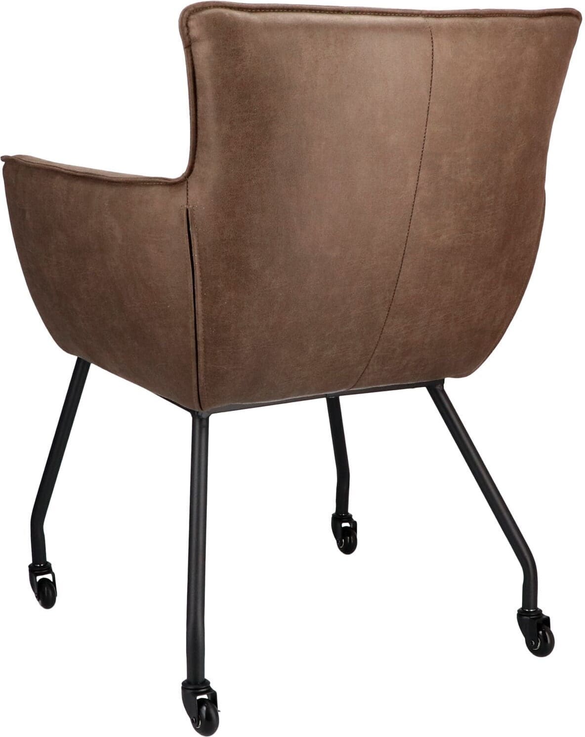 Pronto Wonen Eetkamerstoel Novile microleder bruin met wiel Bruin Eetkamerstoel