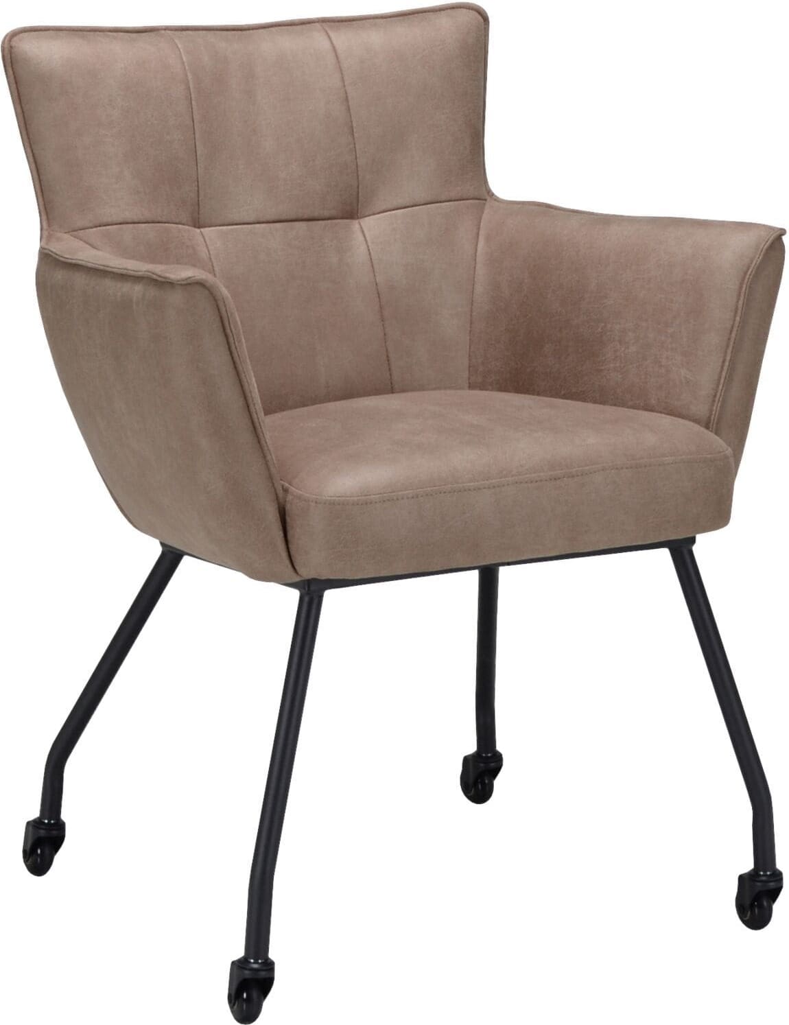 Pronto Wonen Eetkamerstoel Novile microleder taupe met wiel Taupe Eetkamerstoel