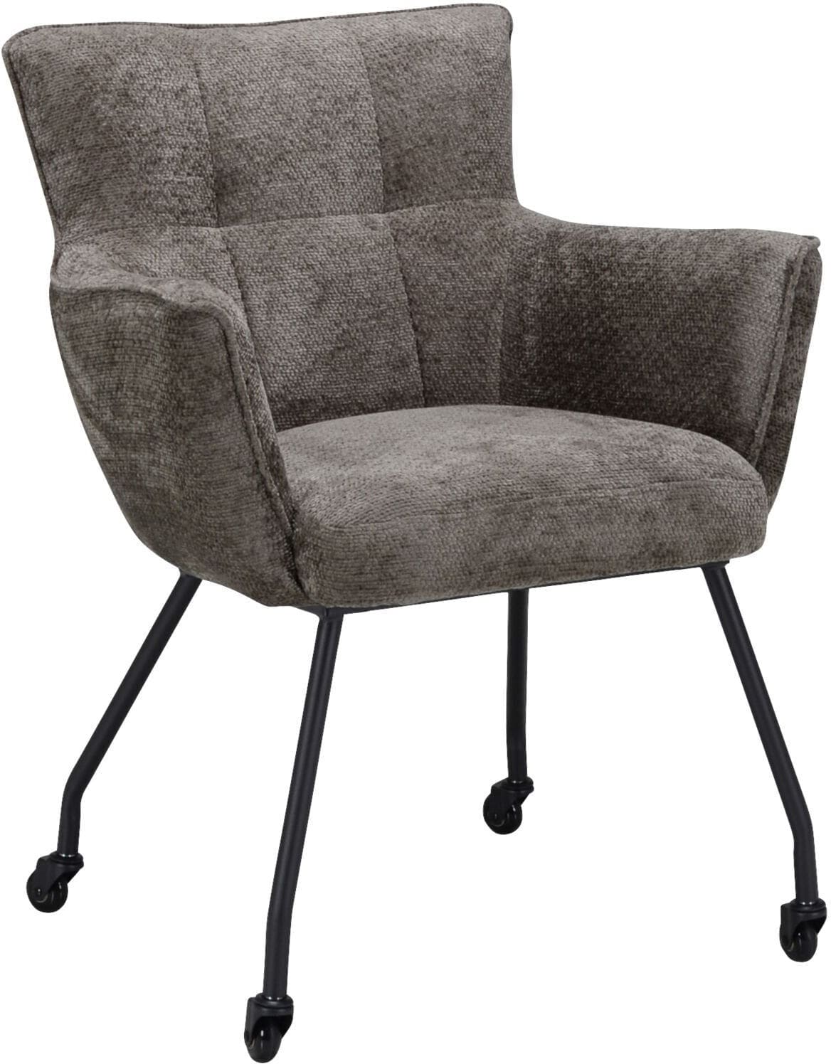 Pronto Wonen Eetkamerstoel Novile taupe met wiel Taupe Eetkamerstoel