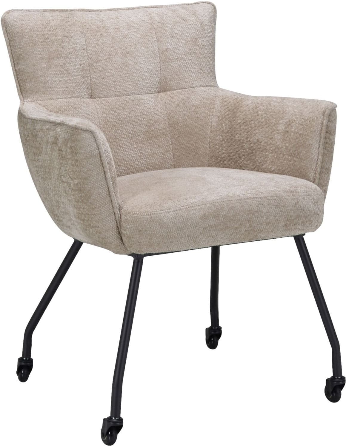 Pronto Wonen Eetkamerstoel Novile zandbeige met wiel Bruin Eetkamerstoel