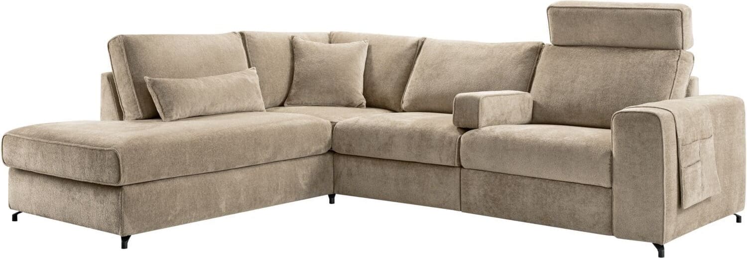 Pronto Wonen Hoekbank links Licato taupe relaxfunctie excellent comfort Taupe Bank