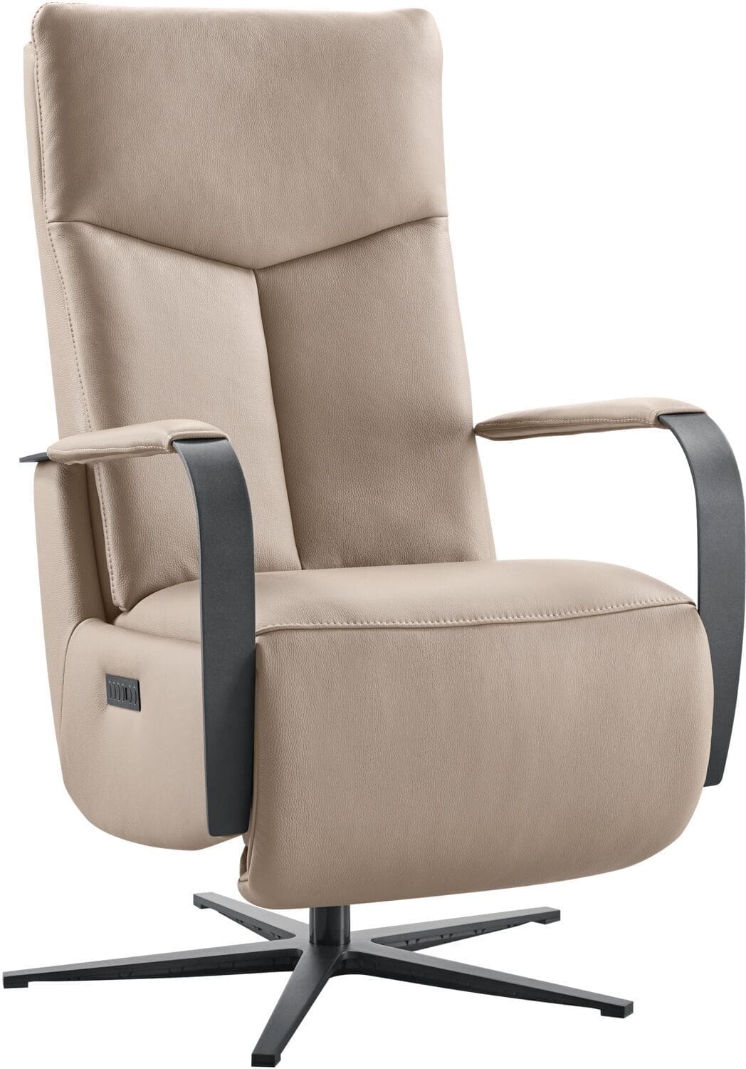 Pronto Wonen Relaxfauteuil Seduto elektrisch leder beige Beige|Wit Fauteuil