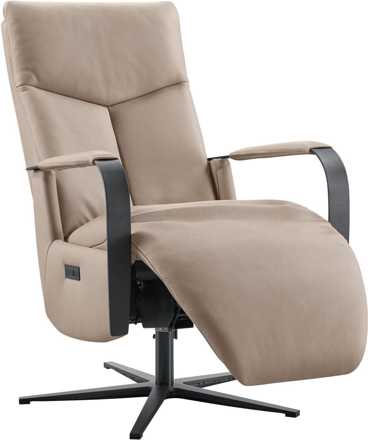 Pronto Wonen Relaxfauteuil Seduto elektrisch leder beige Beige|Wit Fauteuil