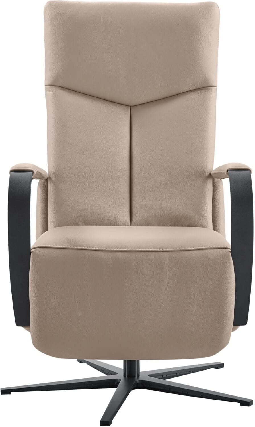 Pronto Wonen Relaxfauteuil Seduto elektrisch leder beige Beige|Wit Fauteuil