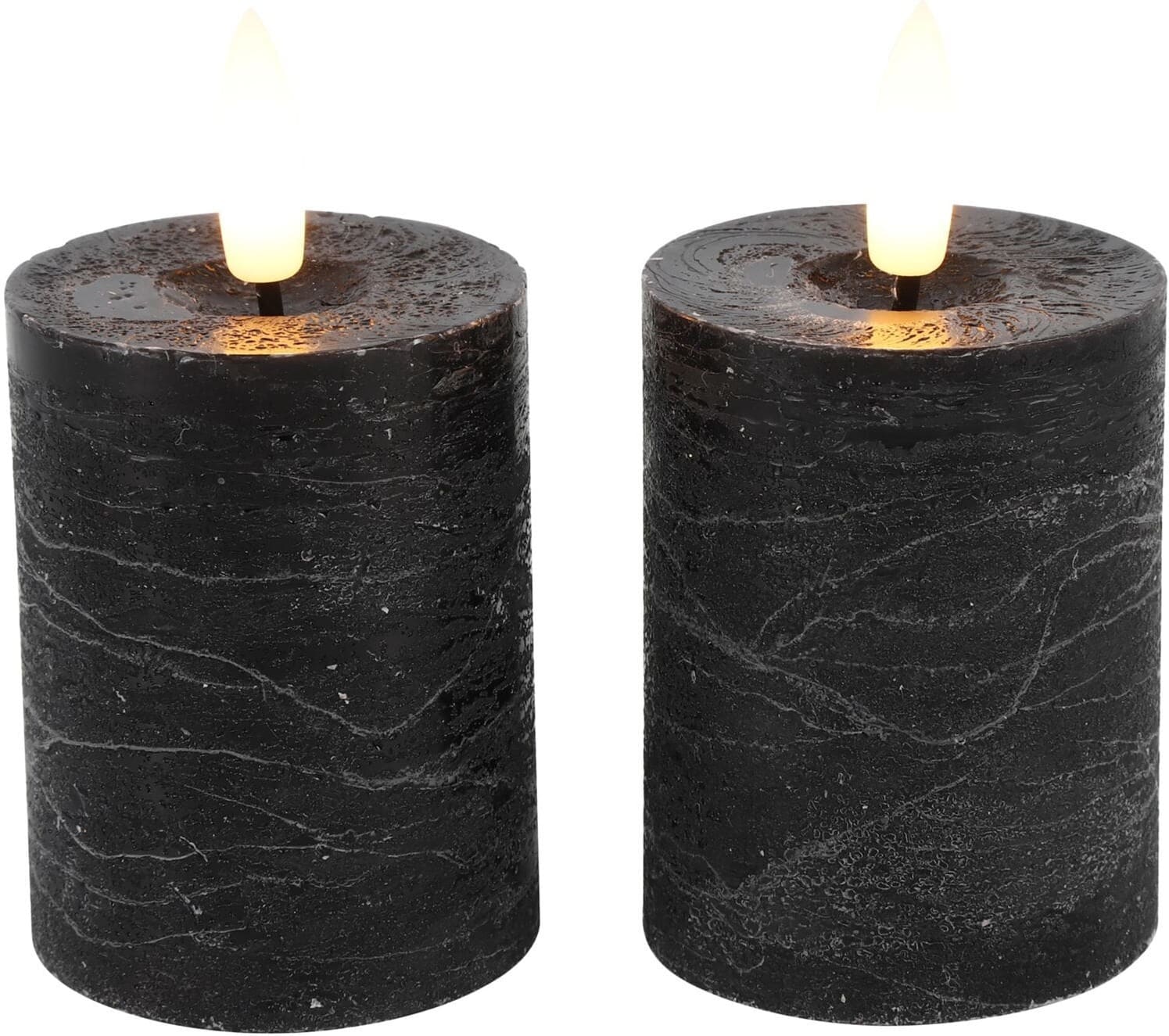 Pronto Wonen Stompkaars Benevento Led zwart 5 cm rond set van 2 Zwart Woonaccessoire