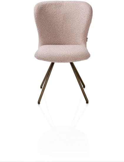 Xooon Ethan eetkamerstoel - draaibaar steelbrown - 4-poot - stof Cloudy - roze Roze Eetkamerstoel