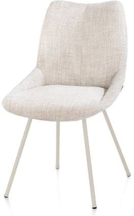 Xooon Mats eetkamerstoel - 4-pootjes - creme - Luton - creme Beige|Wit Eetkamerstoel