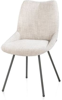 Xooon Mats eetkamerstoel - 4-pootjes - grafiet - Luton - creme Beige|Wit Eetkamerstoel