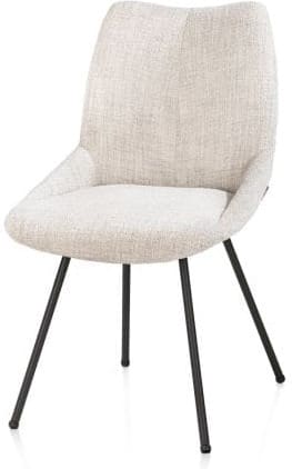 Xooon Mats eetkamerstoel - 4-pootjes - rough off black - Luton - creme Beige|Wit Eetkamerstoel