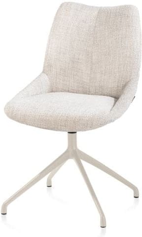 Xooon Mats eetkamerstoel - draaibaar - creme - Luton - creme Beige|Wit Eetkamerstoel