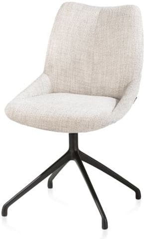 Xooon Mats eetkamerstoel - draaibaar - rough off black - Luton - creme Beige|Wit Eetkamerstoel