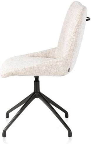 Xooon Mats eetkamerstoel - draaibaar - rough off black - Luton - creme Beige|Wit Eetkamerstoel