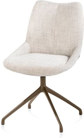 Xooon Mats eetkamerstoel - draaibaar - steelbrown - Luton - creme Beige|Wit Eetkamerstoel