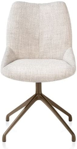 Xooon Mats eetkamerstoel - draaibaar - steelbrown - Luton - creme Beige|Wit Eetkamerstoel