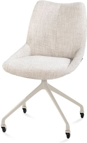Xooon Mats eetkamerstoel - wielen - creme - Luton - creme Beige|Wit Eetkamerstoel