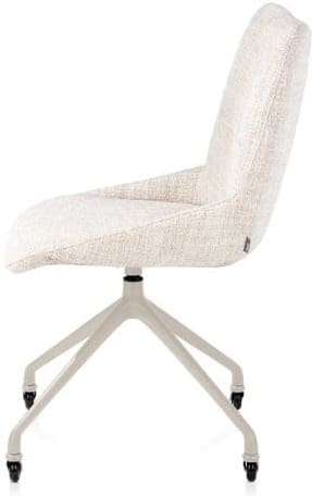 Xooon Mats eetkamerstoel - wielen - creme - Luton - creme Beige|Wit Eetkamerstoel