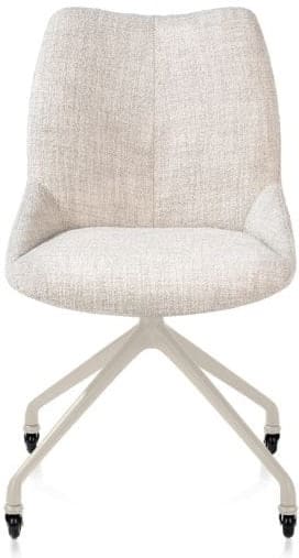 Xooon Mats eetkamerstoel - wielen - creme - Luton - creme Beige|Wit Eetkamerstoel
