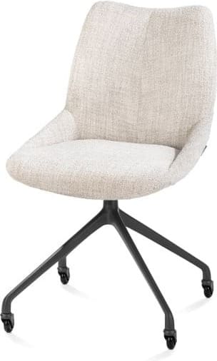 Xooon Mats eetkamerstoel - wielen - grafiet - Luton - creme Beige|Wit Eetkamerstoel