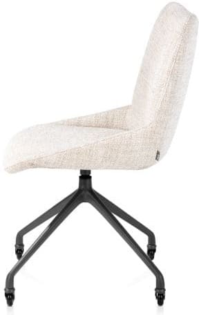 Xooon Mats eetkamerstoel - wielen - grafiet - Luton - creme Beige|Wit Eetkamerstoel