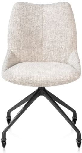 Xooon Mats eetkamerstoel - wielen - grafiet - Luton - creme Beige|Wit Eetkamerstoel