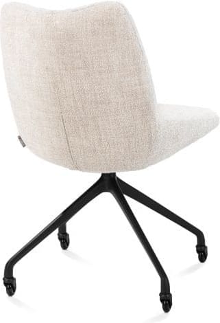 Xooon Mats eetkamerstoel - wielen - rough off black - Luton - creme Beige|Wit Eetkamerstoel