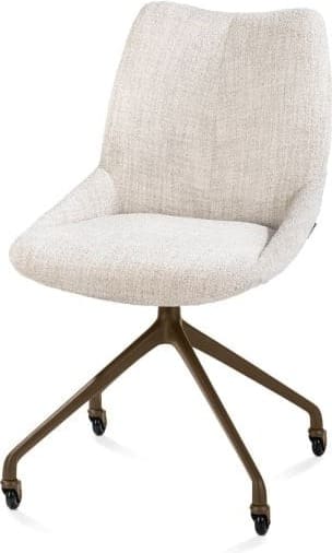 Xooon Mats eetkamerstoel - wielen - steelbrown - Luton - creme Beige|Wit Eetkamerstoel