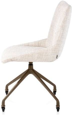 Xooon Mats eetkamerstoel - wielen - steelbrown - Luton - creme Beige|Wit Eetkamerstoel