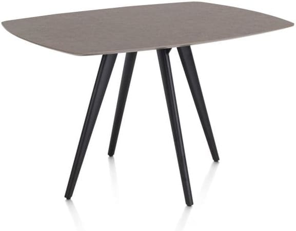 Xooon Saluti BARTAFEL OVAAL 150 X 105 CM. - 4-POOTJES - ROUGH OFF BLACK - lava Bruin|Grijs|Antraciet Eettafel