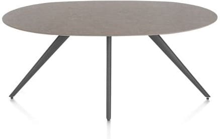 Xooon Saluti EETKAMERTAFEL ELLIPS 180 X 105 CM. - 4-POOTJES - GRAPHIET - lava Bruin|Grijs|Antraciet Eettafel