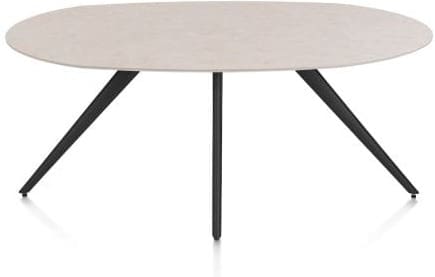 Xooon Saluti EETKAMERTAFEL ELLIPS 180 X 105 CM. - 4-POOTJES - ROUGH OFF BLACK - light sand Eettafel