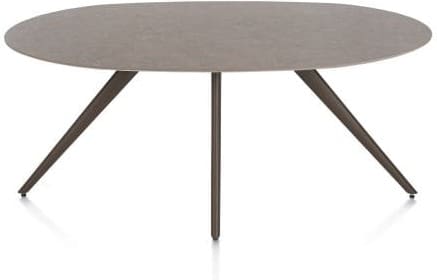 Xooon Saluti EETKAMERTAFEL ELLIPS 180 X 105 CM. - 4-POOTJES - STEELBROWN - lava Bruin|Grijs|Antraciet Eettafel
