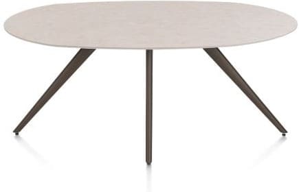 Xooon Saluti EETKAMERTAFEL ELLIPS 180 X 105 CM. - 4-POOTJES - STEELBROWN - light sand Eettafel