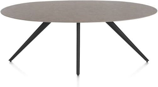 Xooon Saluti EETKAMERTAFEL ELLIPS 210 X 105 CM. - 4-POOTJES - ROUGH OFF BLACK - lava Bruin|Grijs|Antraciet Eettafel