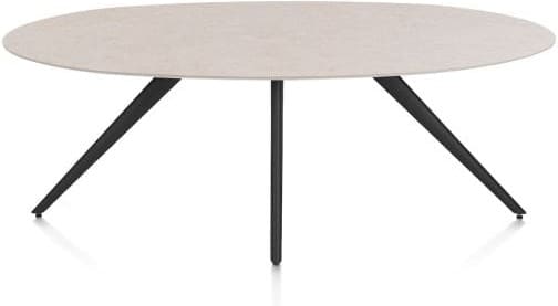 Xooon Saluti EETKAMERTAFEL ELLIPS 210 X 105 CM. - 4-POOTJES - ROUGH OFF BLACK - light sand Eettafel