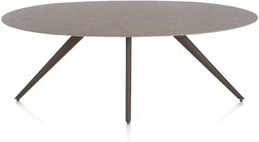 Xooon Saluti EETKAMERTAFEL ELLIPS 210 X 105 CM. - 4-POOTJES - STEELBROWN - lava Bruin|Grijs|Antraciet Eettafel