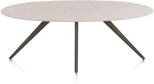 Xooon Saluti EETKAMERTAFEL ELLIPS 210 X 105 CM. - 4-POOTJES - STEELBROWN - light sand Eettafel