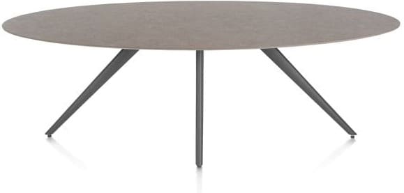 Xooon Saluti EETKAMERTAFEL ELLIPS 240 X 110 CM. - 4-POOTJES - GRAPHIET - lava Bruin|Grijs|Antraciet Eettafel