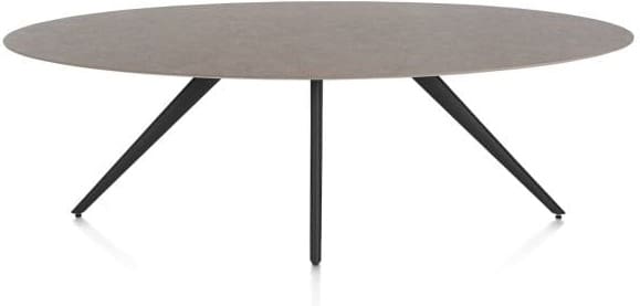 Xooon Saluti EETKAMERTAFEL ELLIPS 240 X 110 CM. - 4-POOTJES - ROUGH OFF BLACK - lava Bruin|Grijs|Antraciet Eettafel