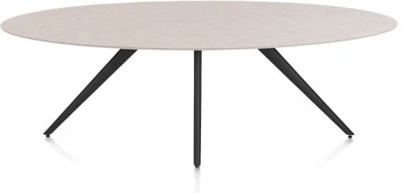 Xooon Saluti EETKAMERTAFEL ELLIPS 240 X 110 CM. - 4-POOTJES - ROUGH OFF BLACK - light sand Eettafel