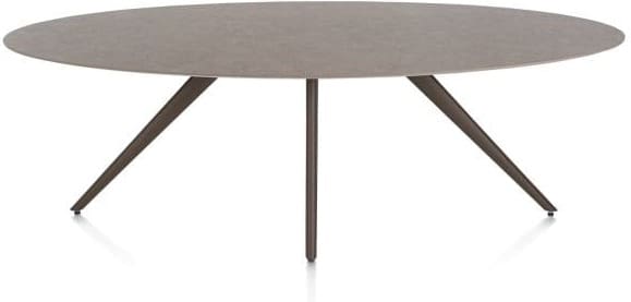 Xooon Saluti EETKAMERTAFEL ELLIPS 240 X 110 CM. - 4-POOTJES - STEELBROWN - lava Bruin|Grijs|Antraciet Eettafel