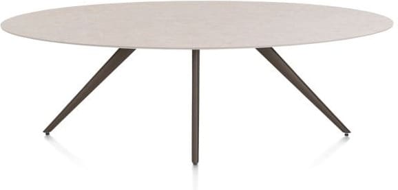 Xooon Saluti EETKAMERTAFEL ELLIPS 240 X 110 CM. - 4-POOTJES - STEELBROWN - light sand Eettafel