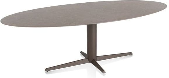 Xooon Saluti EETKAMERTAFEL ELLIPS 240 X 110 CM. - CENTRALE POOT - STEELBROWN - lava Bruin|Grijs|Antraciet Eettafel