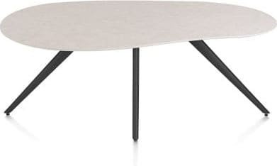 Xooon Saluti EETKAMERTAFEL ORGANISCH 180 X 120 CM. - 4-POOTJES - ROUGH OFF BLACK - light sand Eettafel