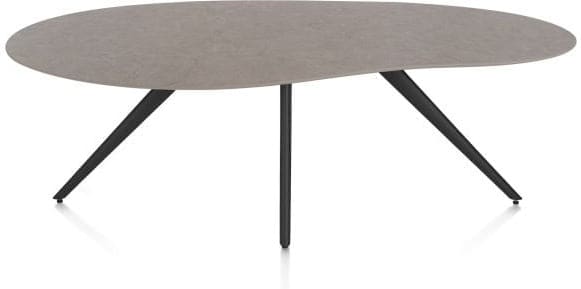 Xooon Saluti EETKAMERTAFEL ORGANISCH 210 X 120 CM. - 4-POOTJES - ROUGH OFF BLACK - lava Bruin|Grijs|Antraciet Eettafel