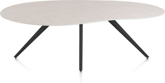 Xooon Saluti EETKAMERTAFEL ORGANISCH 210 X 120 CM. - 4-POOTJES - ROUGH OFF BLACK - light sand Eettafel