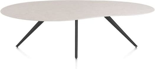 Xooon Saluti EETKAMERTAFEL ORGANISCH 240 X 120 CM. - 4-POOTJES - ROUGH OFF BLACK - light sand Eettafel