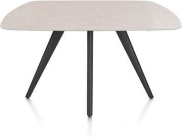 Xooon Saluti EETKAMERTAFEL OVAAL 150 X 105 CM. - 4-POOTJES - ROUGH OFF BLACK - light sand  Eettafel