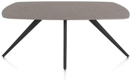 Xooon Saluti EETKAMERTAFEL OVAAL 180 X 105 CM. - 4-POOTJES - ROUGH OFF BLACK - lava Bruin|Grijs|Antraciet Eettafel