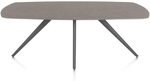 Xooon Saluti EETKAMERTAFEL OVAAL 210 X 105 CM. - 4-POOTJES - GRAPHIET - lava Bruin|Grijs|Antraciet Eettafel